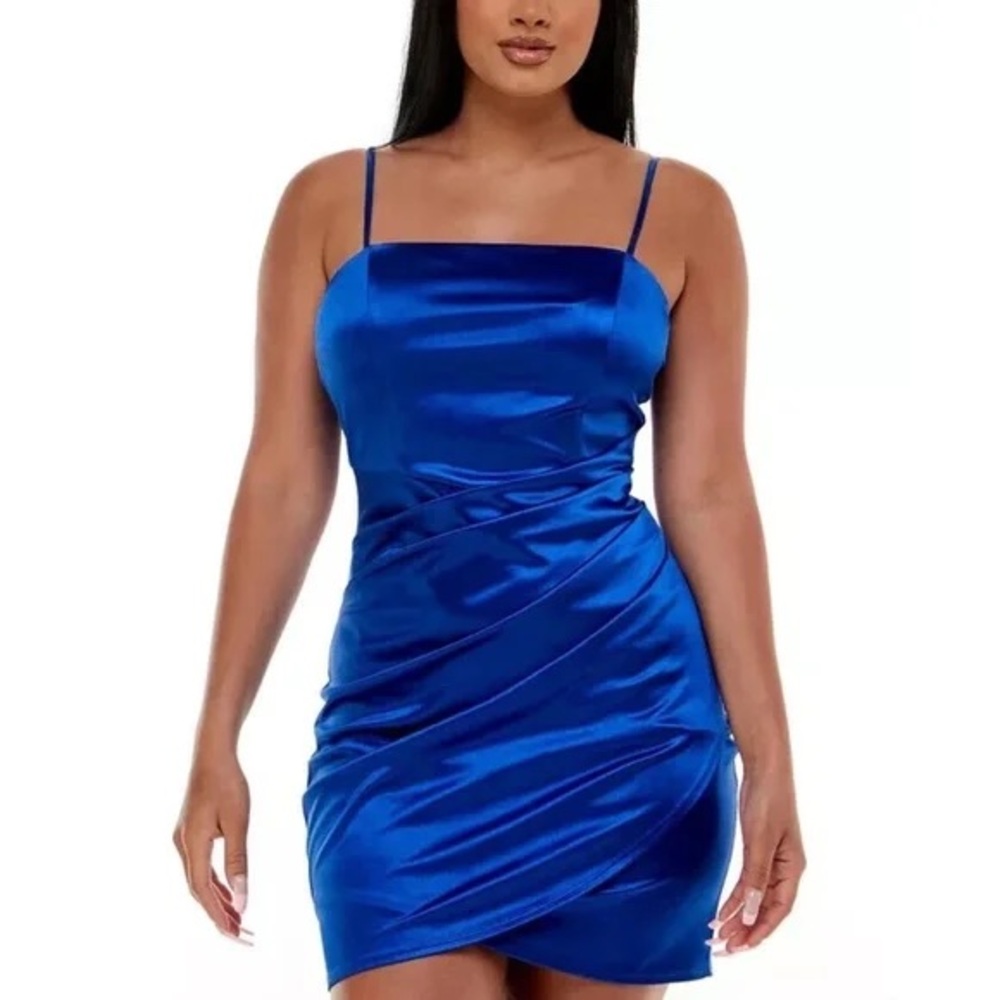 Emerald Sundae Royal Blue Satin Mini Dress